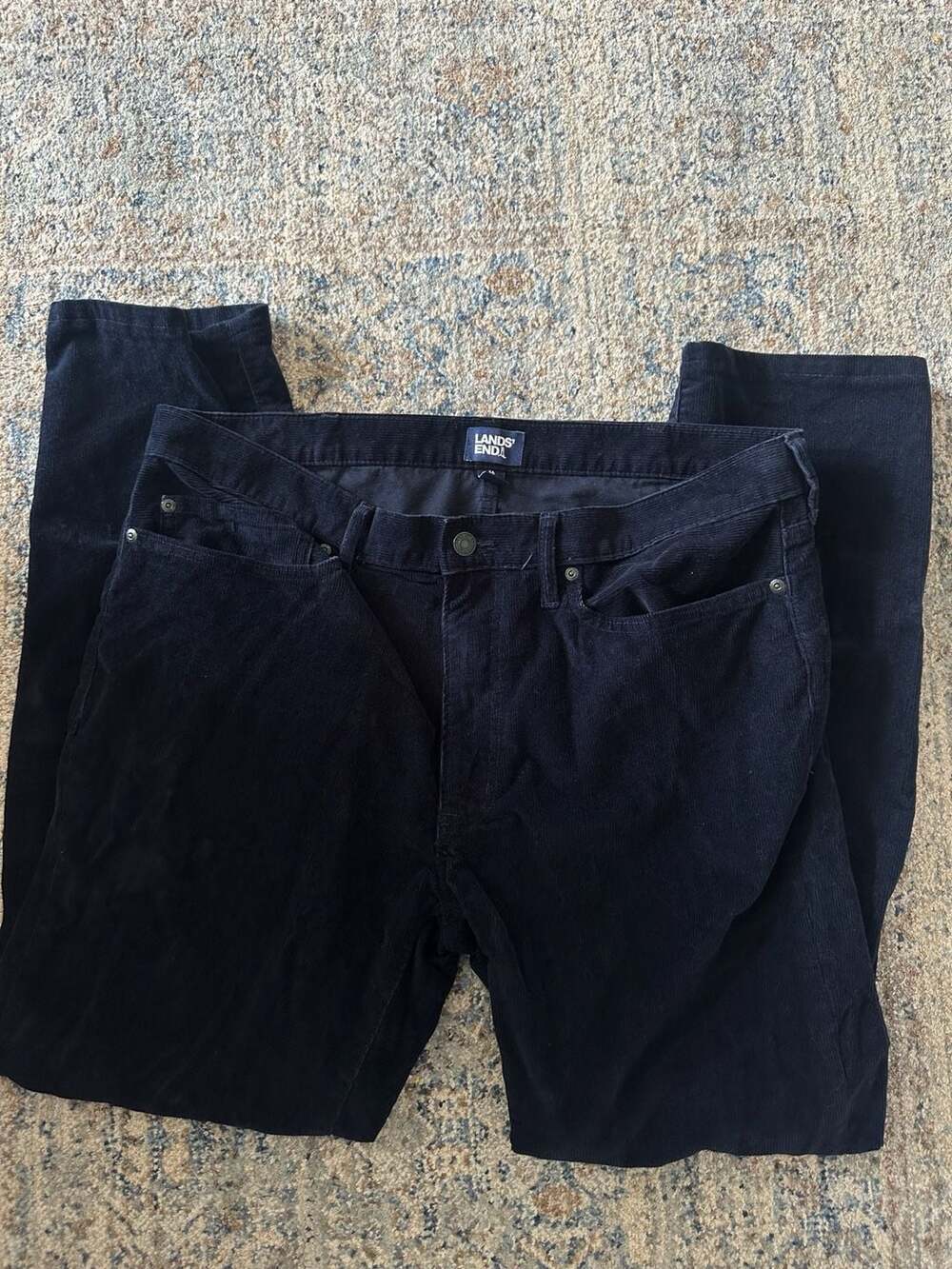 Lands' End Black Straight Fit Corduroy Pants Size 36